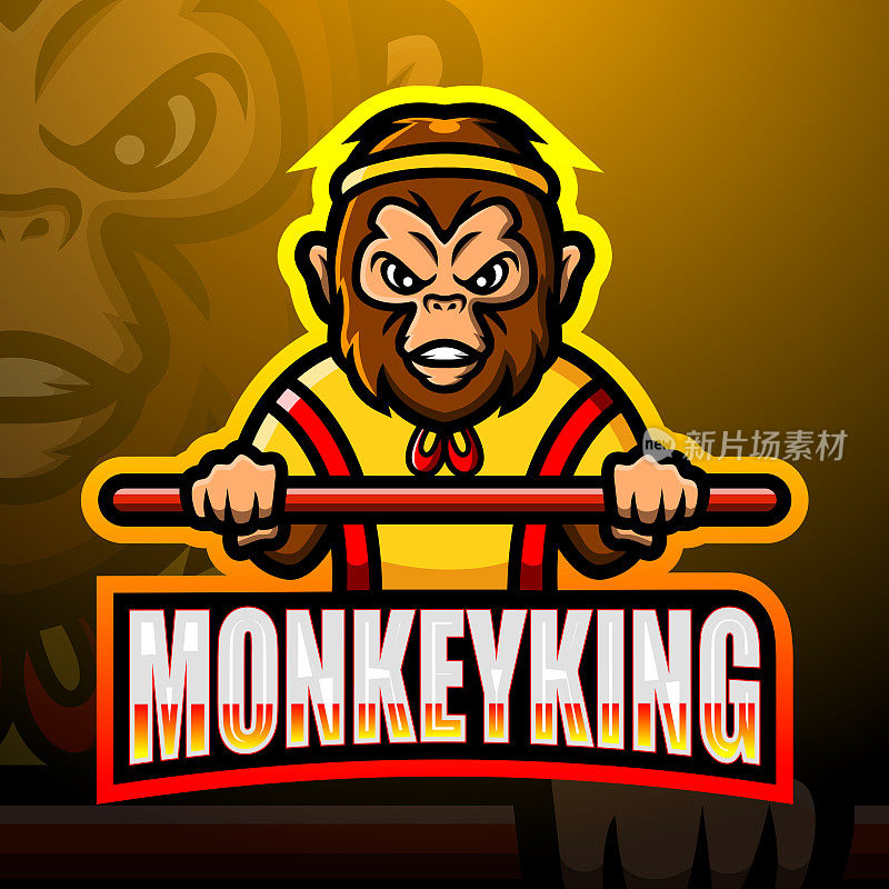 Monkey king mascot esport emblem design